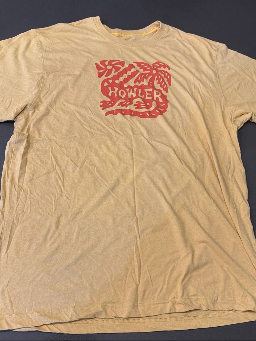 Howler Bros Gator Palm Men's Short Sleeve T-Shirt Yellow Size XXL